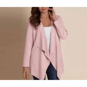 Soft Soundings Women Suede Open Asymmetric Hem Duster Size XL